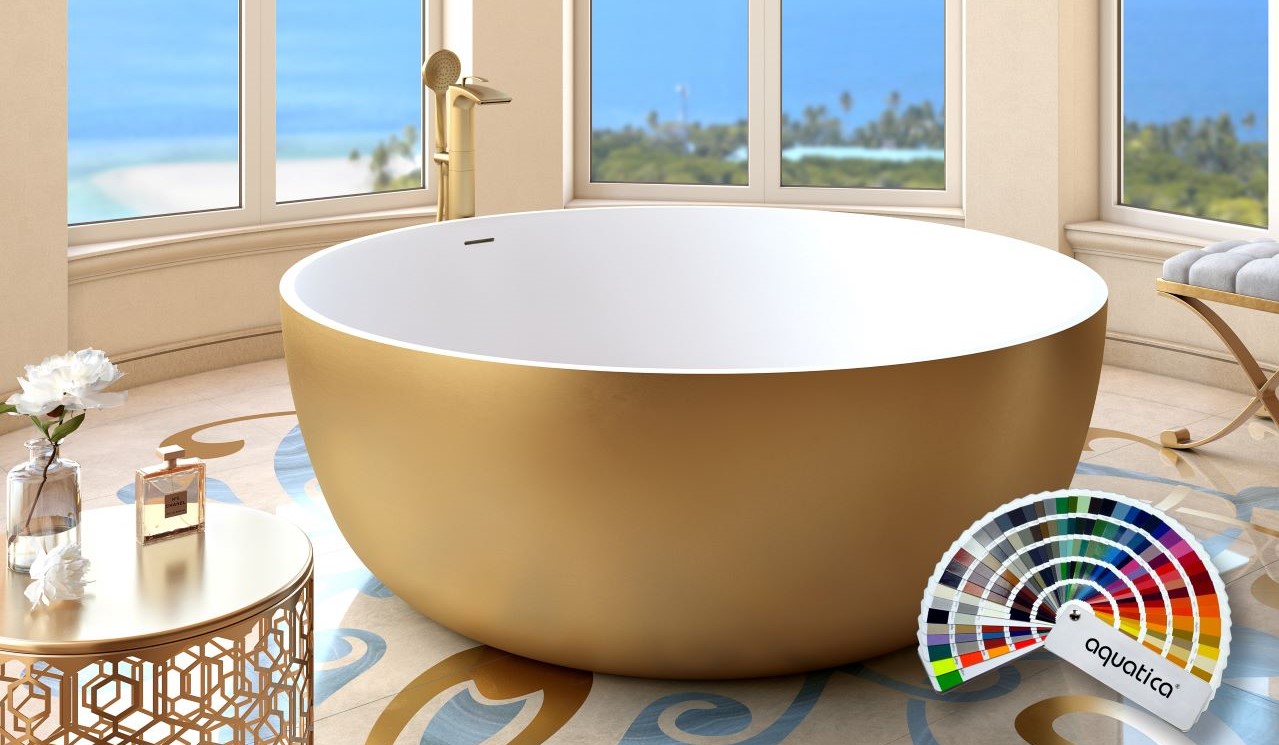 Aquatica Adelina Yellow Gold Wht Round Freestanding Solid Surface Bathtub blog